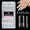 Picture of UNA GELLA No C Curve Medium Square Nail Tips 504 Pcs Half Cover Square Gel x Nail Tips Pre-file Half Matte Straight Nail Tips Clear Fake Nails For Nail Extension Home DIY Salon with Box