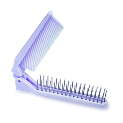 Picture of RHOS Brand Hair Comb, Double Head Folding Travel Hair Brush - Mini Pocket Size Comb for Women and Girls, Detangling Hair Comb for Purse, Bags, All Hair Types (Purple)