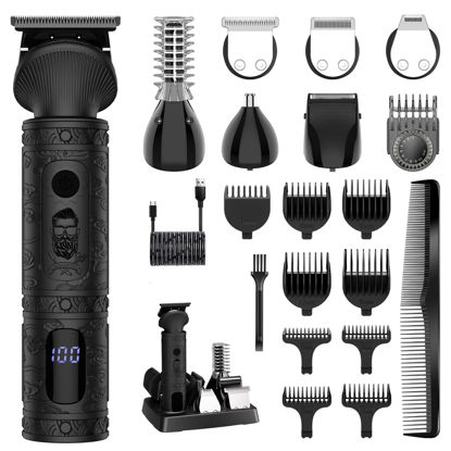 Picture of Scttomon Beard Trimmer for Men Professional Mens Beard Grooming Kit T-Blade Trimmer Electric Shaver Razor Nose Body Trimmer Hair Cutting Kit Cordless 7 in 1 Black