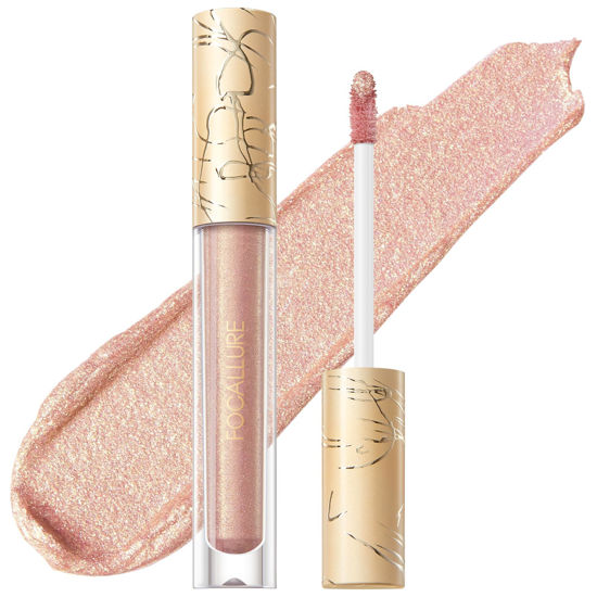 Picture of FOCALLURE Metallic Liquid Lipstick,Non Stick Cup Lip Gloss,High Impact Lip Color with Transfer-proof Wear,Long Lasting & Waterproof Lipstick Makeup for Women,Celebration Day
