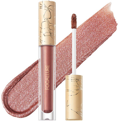 Picture of FOCALLURE Metallic Liquid Lipstick,Non Stick Cup Lip Gloss,High Impact Lip Color with Transfer-proof Wear,Long Lasting & Waterproof Lipstick Makeup for Women,Rope Brun
