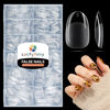 Picture of Luckyfairy Short Oval Round Nail Tips, 504Pcs Pre-shaped Short Nail Tips Oval Shape, 15 Sizes Gel x Nail Tips Half Matte Clear Oval Almond Acrylic False Nails No Need File for Nail Extension DIY Salon