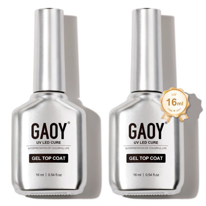 Picture of GAOY 2 Pcs 16ml No Wipe Gel Top Coat, Glassy Clear Gel Top Coat, High Gloss Finish for UV Light Cure Gel Nail Polish