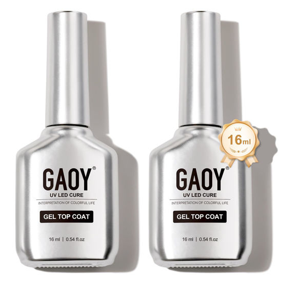 Picture of GAOY 2 Pcs 16ml No Wipe Gel Top Coat, Glassy Clear Gel Top Coat, High Gloss Finish for UV Light Cure Gel Nail Polish