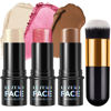 Picture of 3Pcs Cream Contour Stick Makeup Kit, Shades with Highlighter Stick, Blush Stick and Bronzer Stick for Sculpt the Cheeks and Body, Long Lasting,Waterproof, Dewy & Matte Finish, LIGHT(#01,03,04)