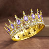 Picture of Queen Crown Rhinestone Wedding Crowns and Tiaras for Women Costume Party Hair Accessories Princess Birthday Crown Crystal Bridal Crown (Golden Purple Crown)