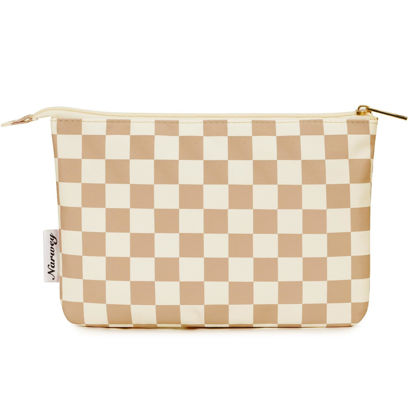Picture of Narwey Small Checkered Makeup Bag for Purse Small Cosmetic Bag Women Travel Makeup Pouch Zipper Pouch (Light Checkerboard)