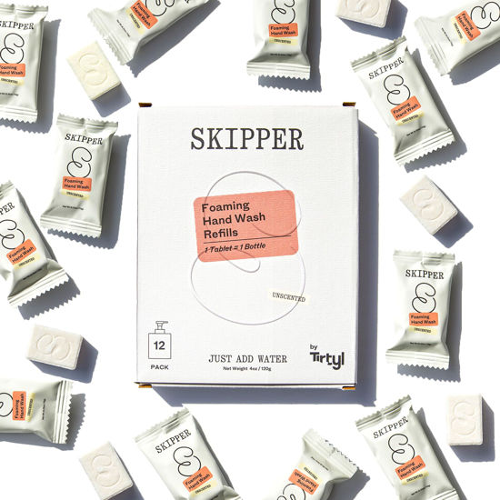 Picture of Tirtyl Skipper Foaming Hand Soap Tablet Refills - 12 Pack - 4oz fl total (12x 0.4 fl oz) - Rebranded - Compostable Packaging - Unscented
