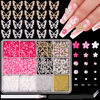 Picture of 3D Nail Charms and Gems Set 3, 20PCS Gold and Silver Chunky Butterfly Nail Charms with Rhinestones, 3D Flowers for Nails, Crystal and Pearls + Metal Caviar Beads + Picker Tool for Y2K Nail Decoration