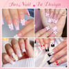 Picture of 3D Nail Charms and Gems Set 6 with Rhinestone Glue, 75PCS Chunky Coquette Pink & White Bow Nail Charms + Kawaii Cute 3D Flowers for Nails + Clear & AB Glass Crystals + Flat Pearls for Y2K Nail Decor