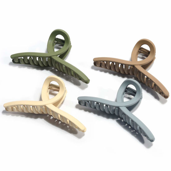 Picture of Big Matte Jaw Large Butterfly Hair Clips - No Slip Strong Hold Barrettes and Clamps, 4 Pcs for Christmas, Valentine's and Mother's Day Gifts