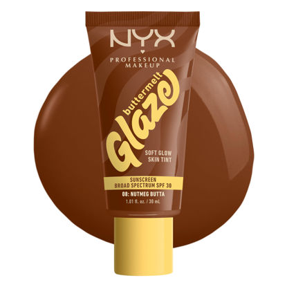 Picture of NYX PROFESSIONAL MAKEUP Buttermelt Glaze Soft Glow Skin Tint + SPF 30, Up To 12HR Wear, 08 Nutmeg Butta