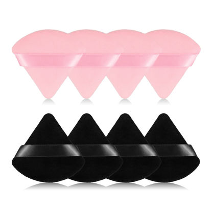 Picture of 8Pcs of Triangular Powder Puff Makeup Sponges, Made of Super-soft Velvet, Designed for Contouring, Eye, and Corner, Beauty Blender Foundation Mixing Container.