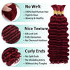 Picture of Human Braiding Hair for Boho Braids Human Hair Braiding Hair 110g 18 Inch Curly Boho Hair for Braiding Knotless 12A Deep Wave Bulk Human Hair for Braiding Bohemian 3 Bundles/Pack Burgundy