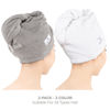 Picture of American Soft Linen 100% Cotton Hair Towels for Women, Head Towel Cap, Cotton Hair Turban Towel Wrap for Hair, Soft and Absorbent Cotton Hair Towels 2 Pack, White-Light Gray