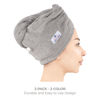 Picture of American Soft Linen 100% Cotton Hair Towels for Women, Head Towel Cap, Cotton Hair Turban Towel Wrap for Hair, Soft and Absorbent Cotton Hair Towels 2 Pack, White-Light Gray
