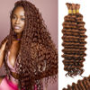 Picture of Human Braiding Hair for Boho Braids Human Hair Braiding Hair 110g 22 Inch Curly Boho Hair for Braiding Knotless 12A Deep Wave Bulk Human Hair for Braiding Bohemian 3 Bundles/Pack Auburn Ginger