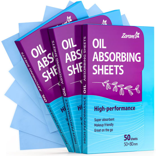 Picture of High-Performance Oil Absorbing Sheets for Face - 3 pack (150 sheets) - Makeup Friendly Blotting Papers for Oily Skin - Oil Blotting Sheets for Face