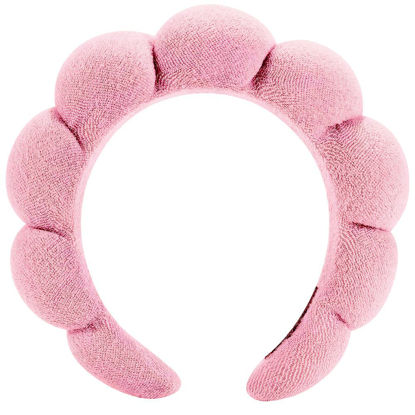 Picture of HitModa Headband Spa Face Washing Headband for Women, Makeup Headband, Skincare Headbands, Terry Cloth Headband for Mother's Day, One Size Fits Most, Peach Pink
