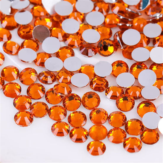 Picture of 1500 Pieces SS16 4mm Flatback Rhinestones Clear Glass Round Gems Crystals for Nail Art DIY Crafts Clothes Shoes Bags （Orange）