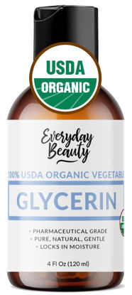 Picture of 100% Organic Glycerin - For Skin & Hair - Food Grade - USDA Certified - Not From Palm Oil - Perfect Skin and Hair Moisturizer - 4 Fl Oz