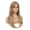 Picture of SWACC Long Layered Straight Wig with Bangs Synthetic Hair Wig for Women with Wig Cap (Light Brown Beige Ombre)