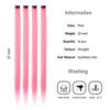 Picture of KGBFASS Colored Clip In Hair Extensions 20Inch Straight Syntactic Pink Color Hairpiece Rainbow Party Highlights for Women Girls Kids 16Pcs (Pink Ⅱ)