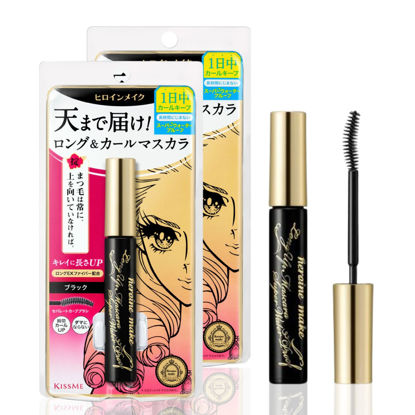 Picture of HEROINE MAKE by KISSME Mascara Duo Set | 2 Full-Size - Long & Curl Up Waterproof Mascara, Japanese Lengthening & Volume Fiber Tubing Eye Makeup, Black