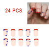 Picture of 24Pcs 4th of July Press on Nails Short Square Fake Nails Independence Day Stick on Nails Red Glitter French Glue on Nails Glitter Star American Flag Design False Nails for Women DIY Acrylic Decoration