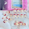 Picture of 24Pcs 4th of July Press on Nails Short Square Fake Nails Independence Day Stick on Nails Red Glitter French Glue on Nails Glitter Star American Flag Design False Nails for Women DIY Acrylic Decoration