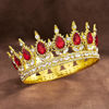 Picture of YOUlDIANZI Queen Crown Rhinestone Wedding Crowns and Tiaras for Women Costume Party Hair Accessories Princess Birthday Crown Crystal Bridal Crown (Golden Red)