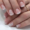 Picture of 6 Packs (144 Pcs) Press on Nails Medium - Jsiallye Pink Gradient Press on Nails Square Coffin, Glue on with Nail in 12 Sizes - 24 Fake Nails Kit, French Tip Stick on Nails for Women