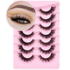 Picture of Kiromiro Fluffy Lashes False Eyelashes Cat Eye Faux Mink Lashes Fluffy Wispy Strip Lashes 6D Volume Fake Lashes Natural Look Eye Lashes Pack 7 Pairs