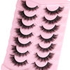 Picture of Kiromiro Fluffy Lashes False Eyelashes Cat Eye Faux Mink Lashes Fluffy Wispy Strip Lashes 6D Volume Fake Lashes Natural Look Eye Lashes Pack 7 Pairs