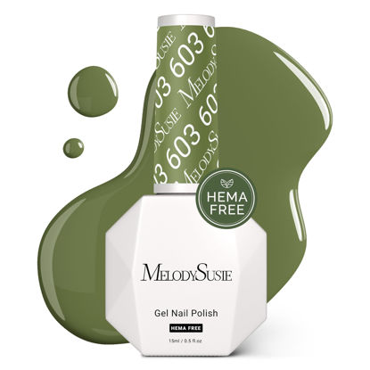 Picture of MelodySusie Hema Free Gel Nail Polish, 0.5 Fl Oz Thick Olive Green Gel Polish, Non-Toxic, Long Lasting, Soak Off UV Nail Polish, Manicure Nail Design Salon DIY Nail Art at Home-603