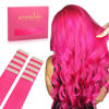 Picture of WENNALIFE Tape in Hair Extensions Human Hair Hot Pink Tape in Extensions, 10pcs 25g 18 inch Remy Invisible Tape Ins Straight Colored Soft Real Human Hair Tape in Extensions Refill Set Extensions