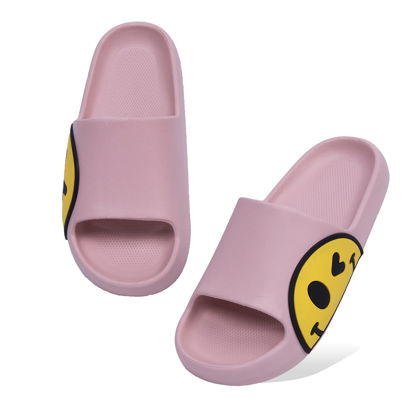 Picture of Sandals for Girls and Boys,Mens Slippers Sandals for Women,EVA Anti-Slip Indoor & Outdoor Kids Slippers Smile Face Open Toe Spa Bath Pool Gym House Casual Shower Shoes(Pink 35/36)