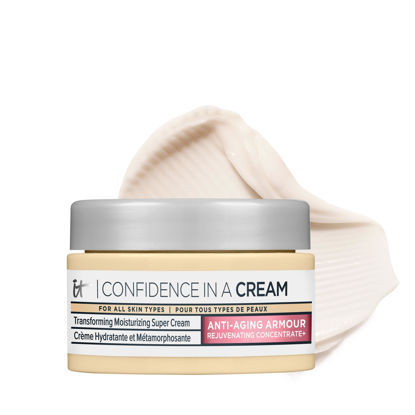 Picture of IT Cosmetics Confidence in a Cream Anti Aging Face Moisturizer - Visibly Reduces Fine Lines, Wrinkles & Signs of Aging Skin in 2 Weeks, 48HR Hydration with Hyaluronic Acid, Niacinamide - 0.5 fl oz