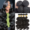 Picture of Katspon 12A Human Hair Bundles 18 20 22 24 Inch Body Wave Bundles Human Hair 100% Unprocessed Brazilian Virgin Hair 4 Bundles Deals Human Hair Extensions Quick Weave Bundles Human Hair Natural Black