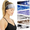 Picture of Huachi Headbands for Women Athletic Sweat Bands Tie Dye, Boho Head Bands for Workout Running Yoga Sports, Wide Turban Head Wrap for Thick Fine Hair Fashion Summer Hair Accessories, 6 Pack
