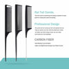 Picture of 6 Pieces Carbon Fiber Hair Combs Set, General Styling Grooming Comb, Anti Static Heat Resistant Hairdressing Comb, Fine and Wide Tooth Hair Barber Comb, Rat Tail Comb