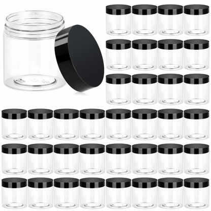 Picture of 36 Pack 4 OZ Jars Round Clear Cosmetic Container with Lids, Eternal Moment Plastic Slime Jars for Lotion, Cream, Ointments, Makeup, Eye shadow, Rhinestone, Samples, Pot, Travel Storage