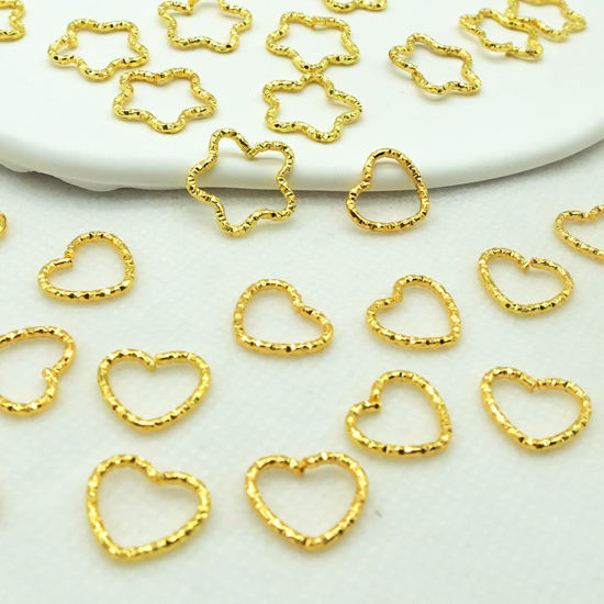 Picture of 100PCS Hair Braid Rings Clips Gold Star and Gold Love Shape Hair Jewelry Ring for Braids Locs Hair Cute Braid Accessories(Gold)