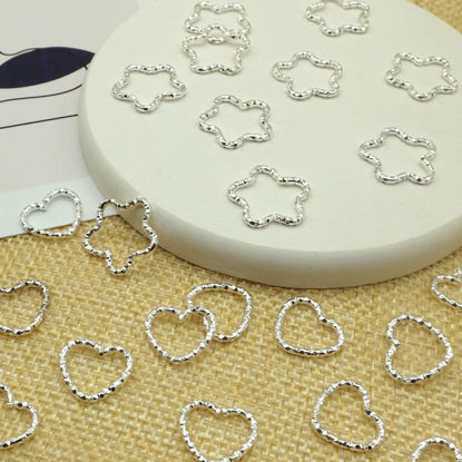 Picture of 100PCS Silver Star and Silver Love Shape Braids Ring Accessories for Girl and Women Braids Locs Hair Cute Ring Metal Cuffs Decoration(Silver)