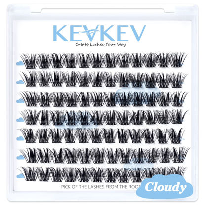 Picture of Lash Clusters 84 Pcs Cluster Lashes Eyelash Clusters DIY Cluster Eyelash Extensions Individual Lashes Thin Band & Soft(Cloudy,D-10mm)