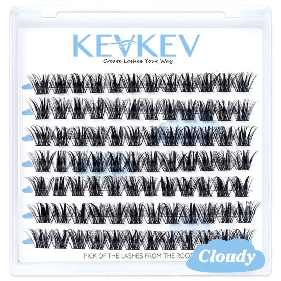 Picture of Lash Clusters 84 Pcs Cluster Lashes Eyelash Clusters DIY Cluster Eyelash Extensions Individual Lashes Thin Band & Soft(Cloudy,D-10mm)