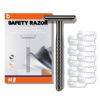 Picture of Single Blade Razors for Men and Women, Reusable Double Edge Safety Razor, Metal Razors for Women, Face Razors for Men Shaving, with 10 Safety Razor Blade Refills, No Plastic, (Shiny Gun Black)
