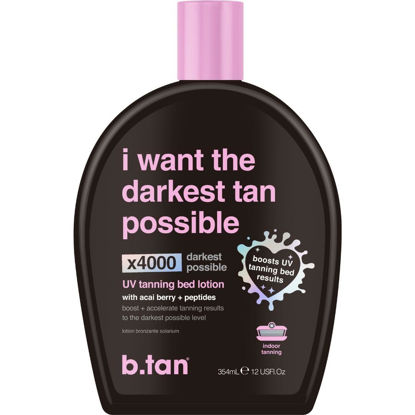 Picture of b.tan UV Tanning Bed Lotion | I Want The Darkest Tan Possible - x4000 Tan Intensifiers, Indoor & Outdoor Accelerator, Best Browning Body Tan Extender, No Sun Protection, 12 Fl Oz