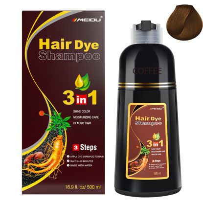 Picture of Hair Dye Shampoo 3 in 1 for Gray Hair, Herbal Ingredients Shampoo Burgundy Hair Dye for Women Men, Grey Coverage Shampoo 500ml
