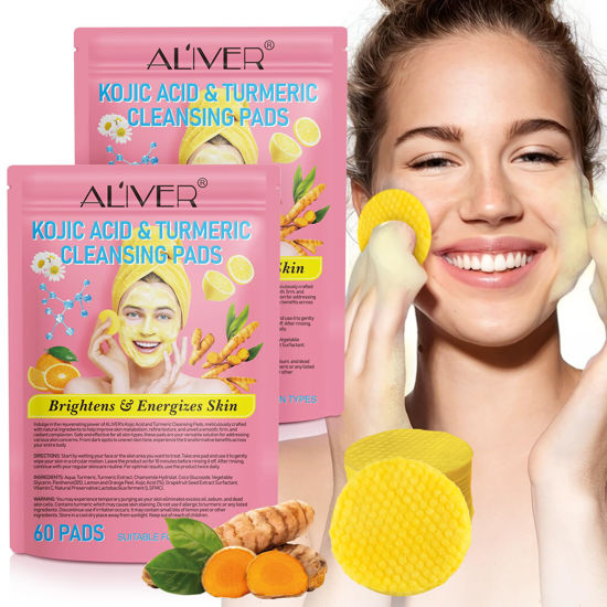 Picture of Turmeric Cleansing Pads for Dark Spots,Turmeric Face Scrub Pads,Turmeric Cleansing Pads,Turmeric Exfoliation Cleansing Pads,Turmeric Pads for Face Dark Spots(120 PCS)
